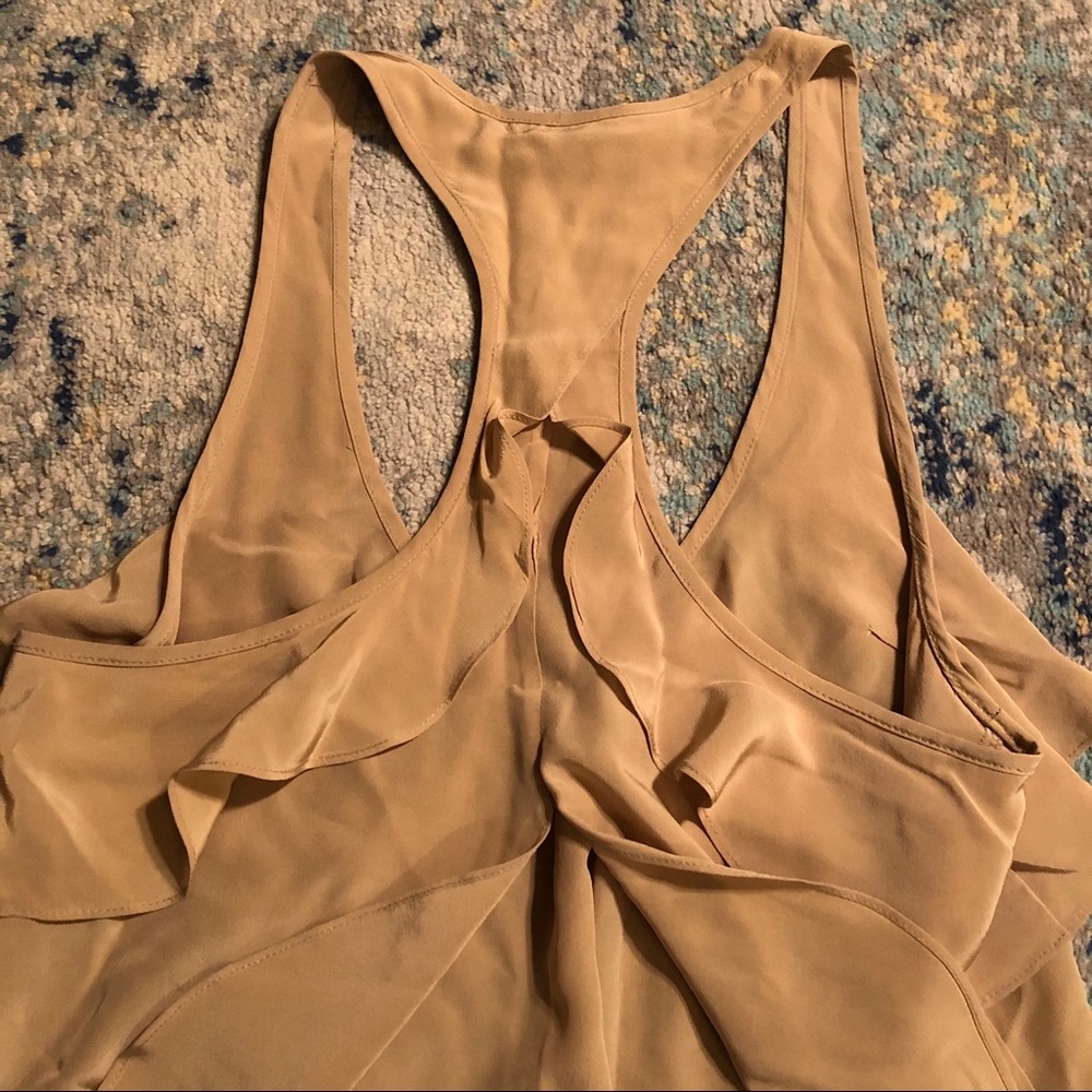 Alice & Trixie Nude Tan Ruffle Racerback Silk Top - Picture 7 of 11